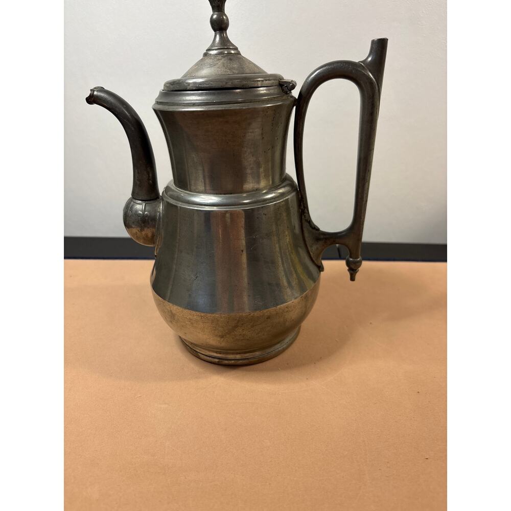 VTG M Simons 10" Pewter Coffee Teapot Hinged Lid #1572 Patent 1868 RARE